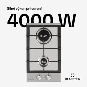 Klarstein Ignito Domino, plynová varná doska, 2 Sabaf horáky, nehrdzavejúca oceľ, strieborná