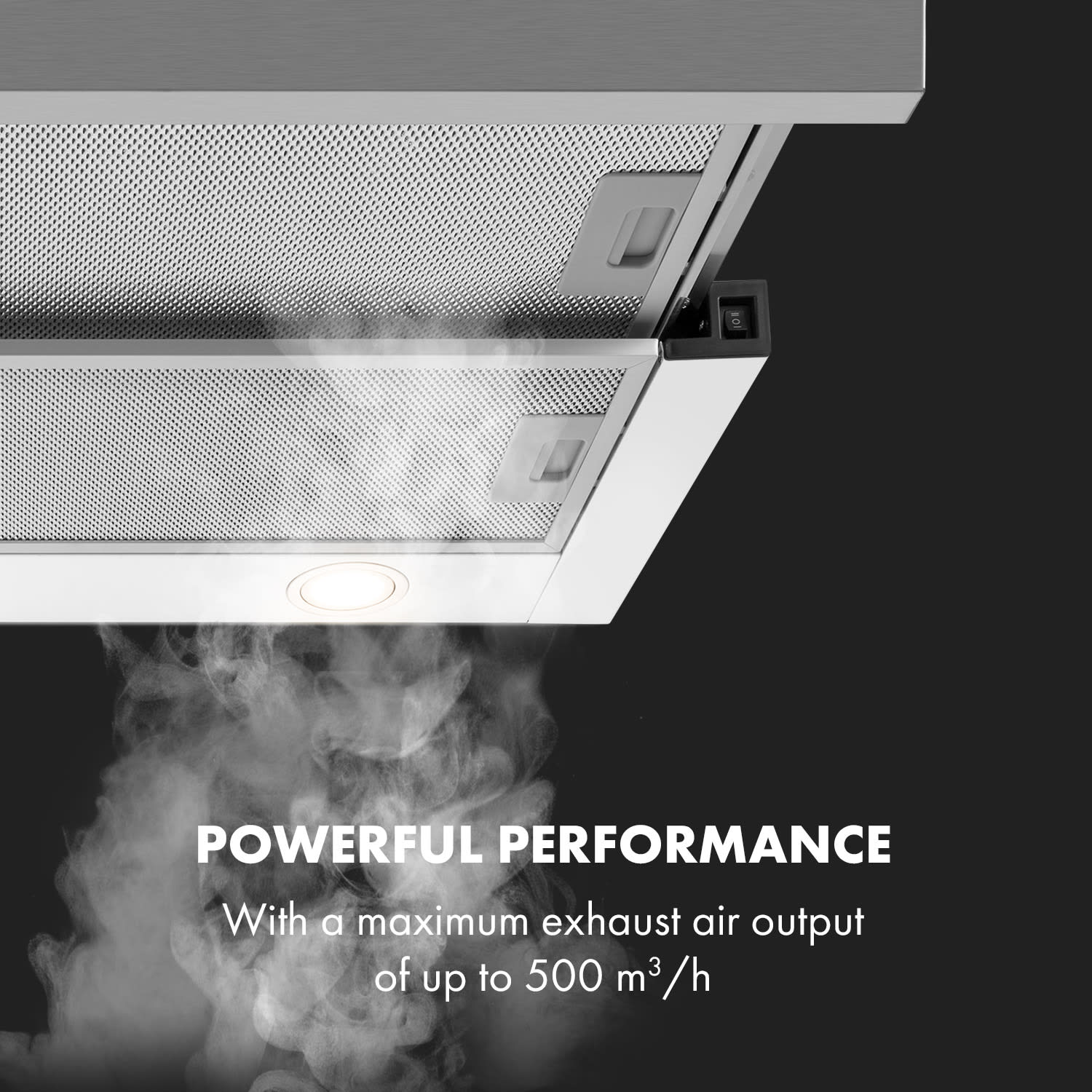 Klarstein Mariana 90, digestor, 90 cm, výsuvný, 500 m³/h, LED, čierny – Obrázok 2