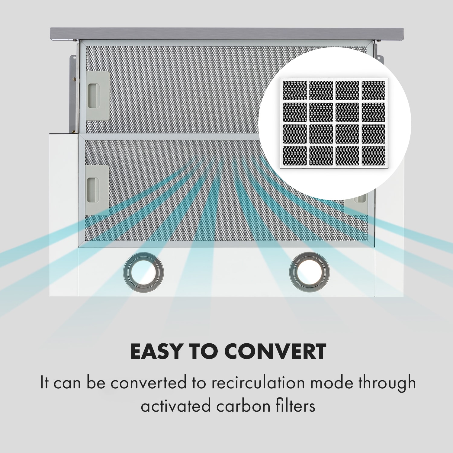 Klarstein Mariana 90, digestor, 90 cm, výsuvný, 500 m³/h, LED, čierny – Obrázok 5