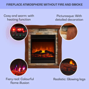 Klarstein Lienz, elektrický krb, 1800 W, vzhľad kameňa, polystone, diaľkové ovládanie