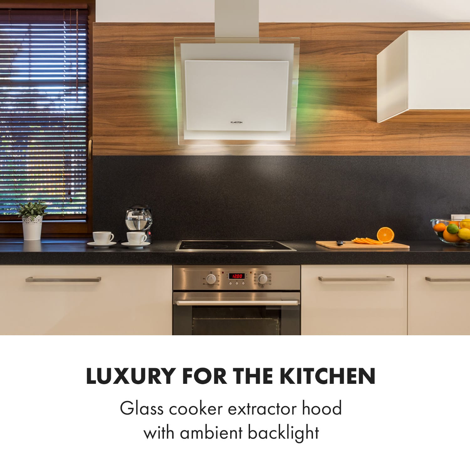 Klarstein Mirage 60, digestor, 60 cm, nástenný, 550 m³/h, A++, dotykový panel, biely