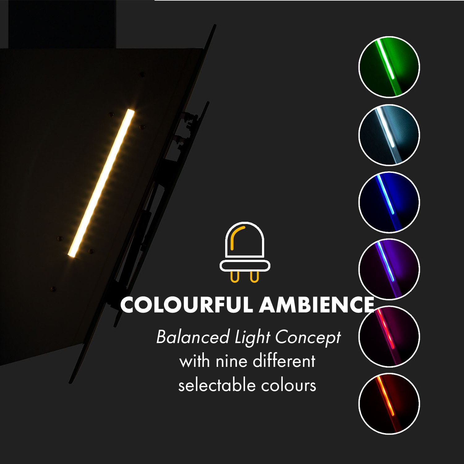 Klarstein Mirage 60, digestor, 60 cm, nástenný, 550 m³/h, A++, dotykový panel, biely – Obrázok 4