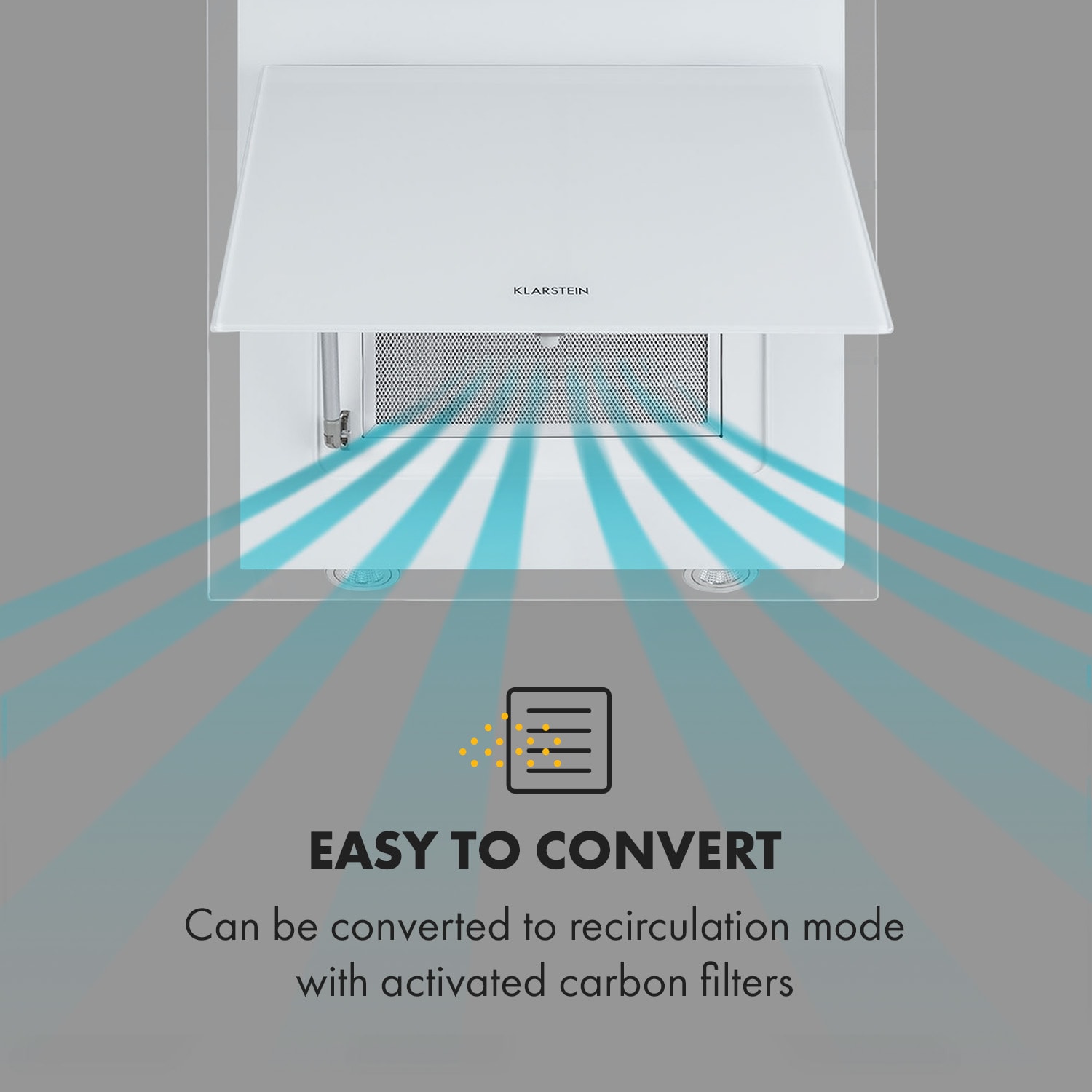 Klarstein Mirage 60, digestor, 60 cm, nástenný, 550 m³/h, A++, dotykový panel, biely – Obrázok 5