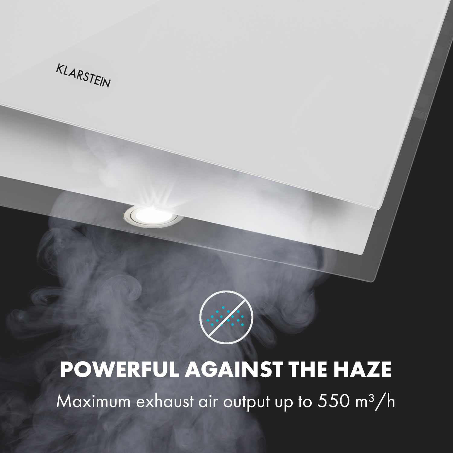 Klarstein Mirage 90, digestor, 90 cm, nástenný, 550 m³/h, A++, dotykový panel, RGB svetlo, biely – Obrázok 2