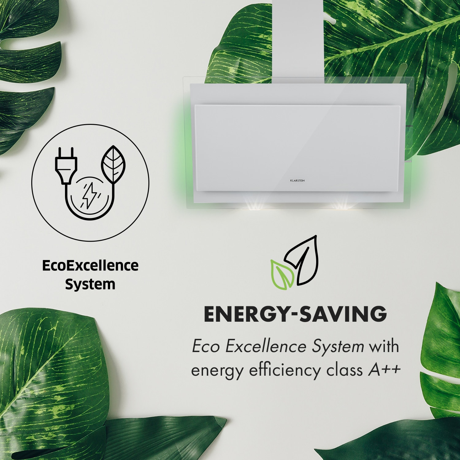Klarstein Mirage 90, digestor, 90 cm, nástenný, 550 m³/h, A++, dotykový panel, RGB svetlo, biely – Obrázok 3
