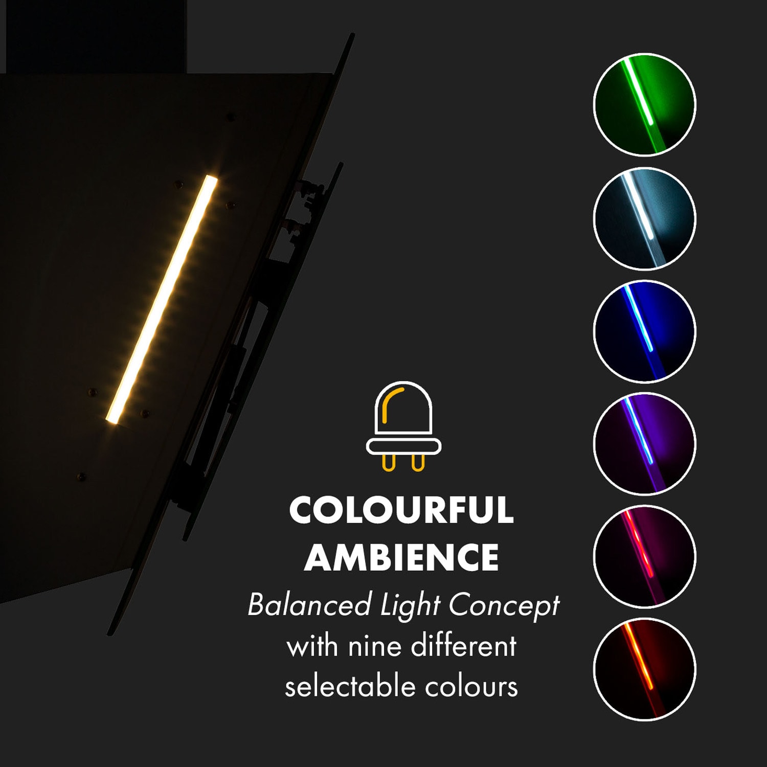 Klarstein Mirage 90, digestor, 90 cm, nástenný, 550 m³/h, A++, dotykový panel, RGB svetlo, biely – Obrázok 4