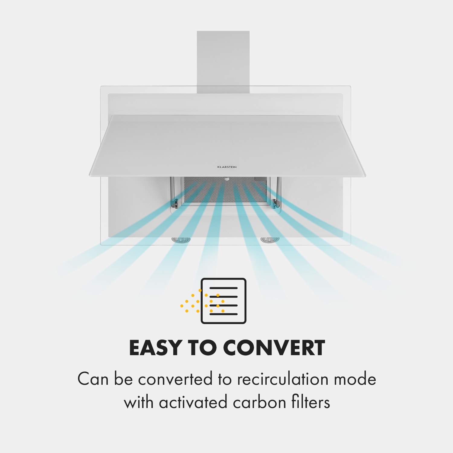 Klarstein Mirage 90, digestor, 90 cm, nástenný, 550 m³/h, A++, dotykový panel, RGB svetlo, biely – Obrázok 5