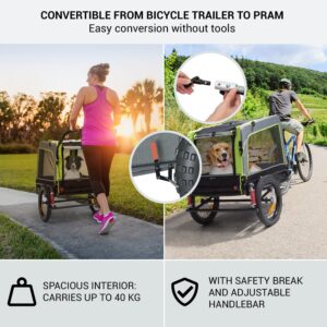 KLARFIT Husky Vario, 2-v-1, príves pre psa, bugina pre psov, cca 240L, 600D, Oxfort, zelený