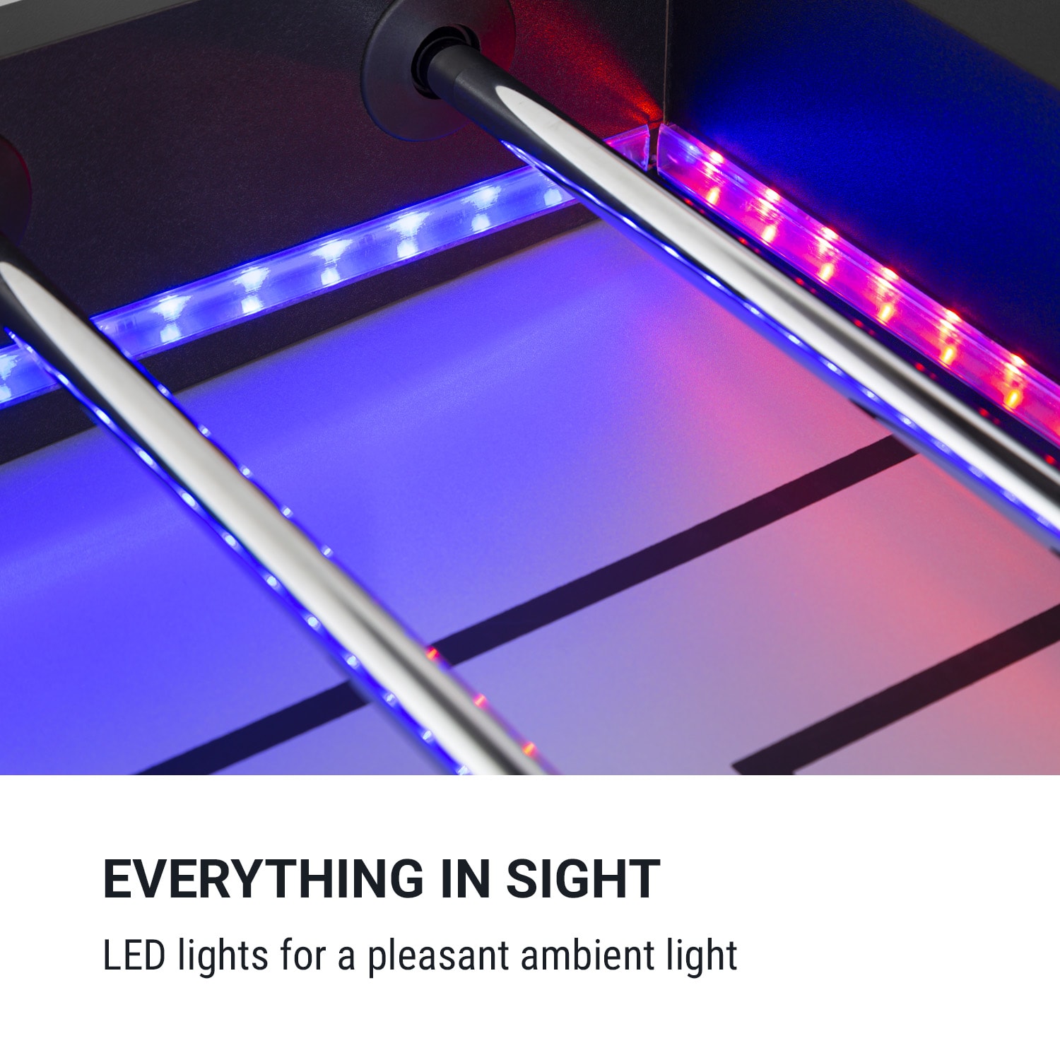 KLARFIT Arrowhead, stolný futbal, 117 x 68, LED osvetlenie, automatické počítanie gólov, čierny – Obrázok 2