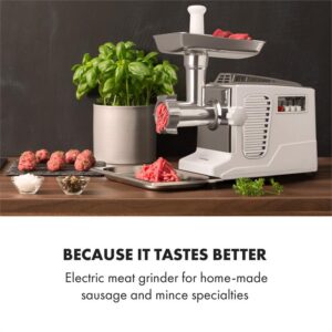 Klarstein Kraftprotz, elektrický mlynček na mäso, 700 W, medený motor, biely/strieborný