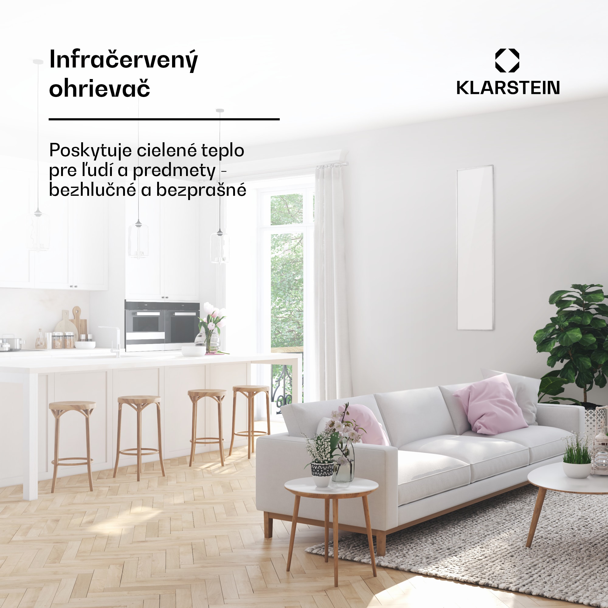 Klarstein Wonderwall Air 36, infračervený ohrievač, 120 x 30 cm, 360 W, nástenná montáž, diaľkový ovládač, biely – Obrázok 2