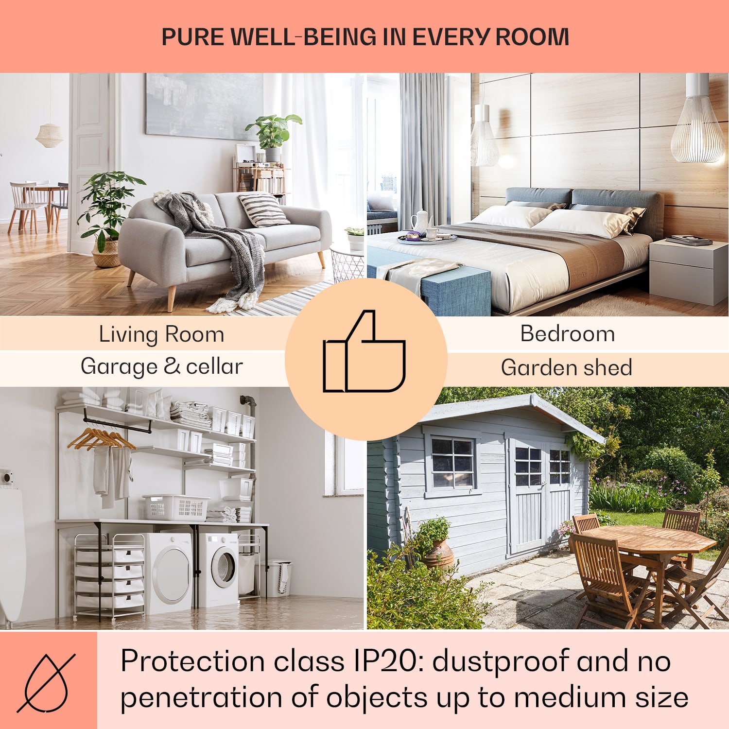 Klarstein Wonderwall Air 60, infračervený ohrievač, 101 x 60 cm, 600 W, nástenná montáž, diaľkový ovládač, biely – Obrázok 4