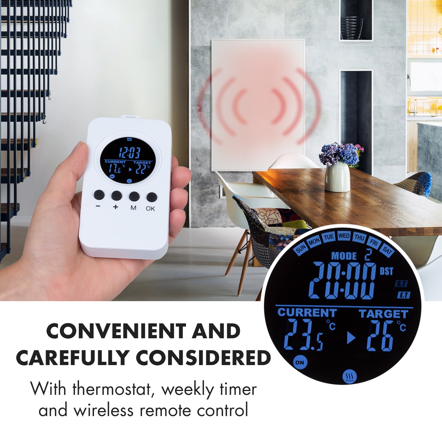 Klarstein Wonderwall Air 96, infračervený ohrievač, 120 x 81 cm, 960 W, nástenná montáž, diaľkový ovládač, biely – Obrázok 5