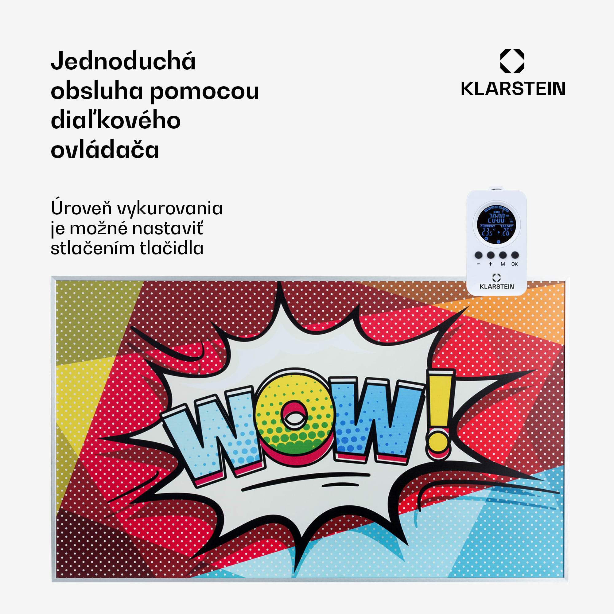 Klarstein Wonderwall Air Art 60, infračervený ohrievač, 101 x 60 cm, 600 W, nástenná inštalácia, diaľkové ovládanie – Obrázok 3