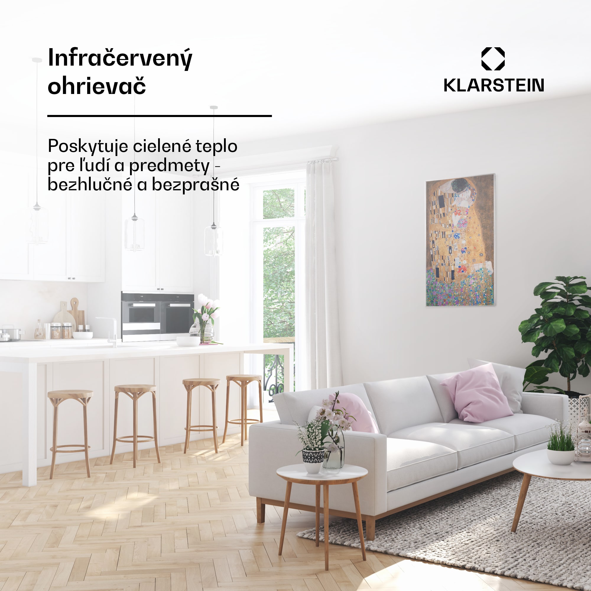 Klarstein Wonderwall Air Art Kuss, infračervený ohrievač, 101 x 60 cm, 600 W, nástenná inštalácia, diaľkové ovládanie – Obrázok 2
