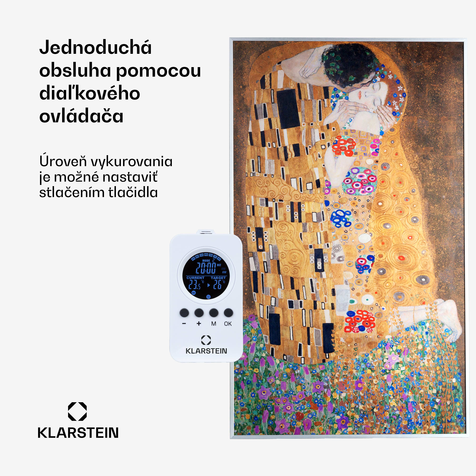 Klarstein Wonderwall Air Art Kuss, infračervený ohrievač, 101 x 60 cm, 600 W, nástenná inštalácia, diaľkové ovládanie – Obrázok 3