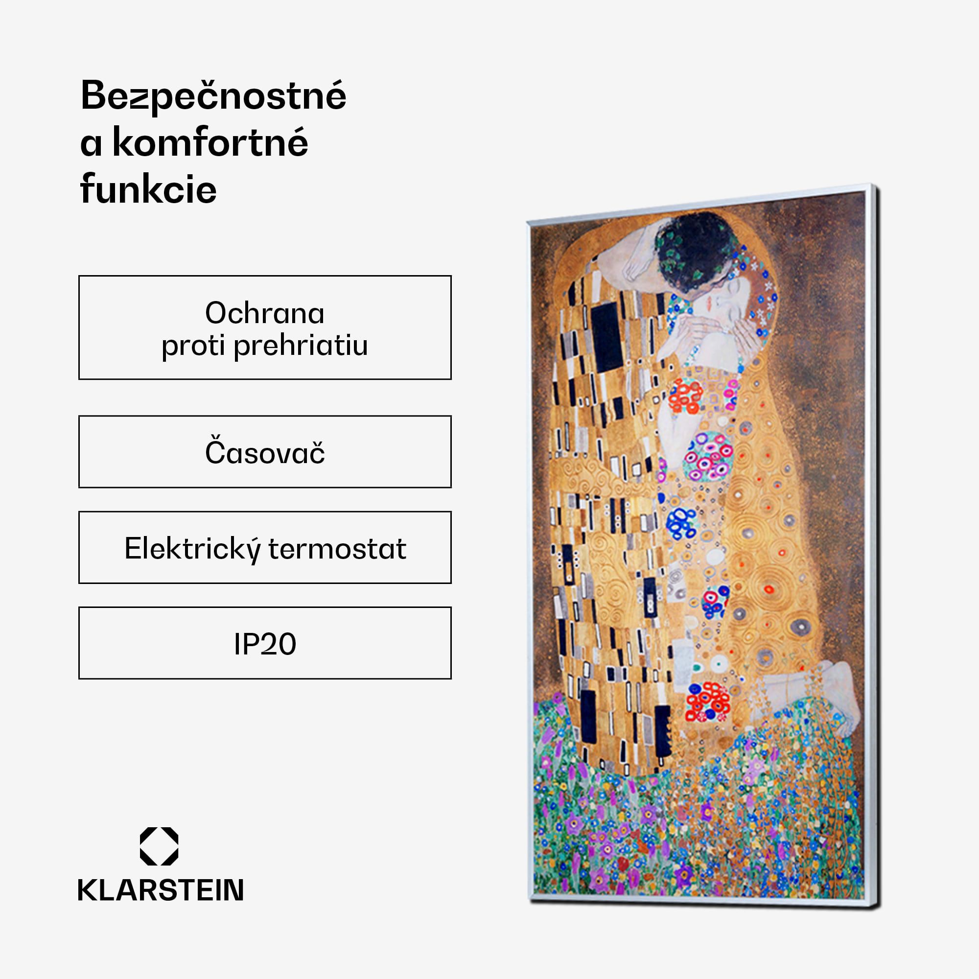 Klarstein Wonderwall Air Art Kuss, infračervený ohrievač, 101 x 60 cm, 600 W, nástenná inštalácia, diaľkové ovládanie – Obrázok 4