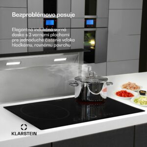 Klarstein Delicatessa 80, vstavaná indukčná varná doska, 7400 W, 3 zóny, sklokeramika