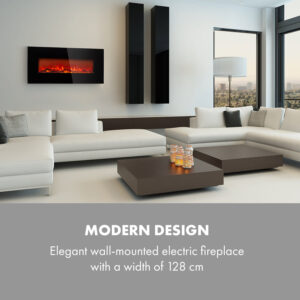 Klarstein Lausanne Long, elektrický krb, 1600 W, 2 úrovne ohrevu, 128 cm