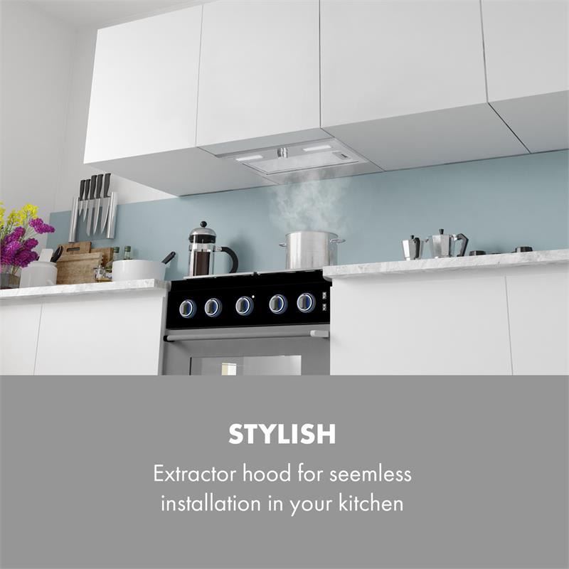 Klarstein Simplica, digestor, 52 cm, vstavaný, 400 m³/h, LED, nehrdzavejúca oceľ – Obrázok 2