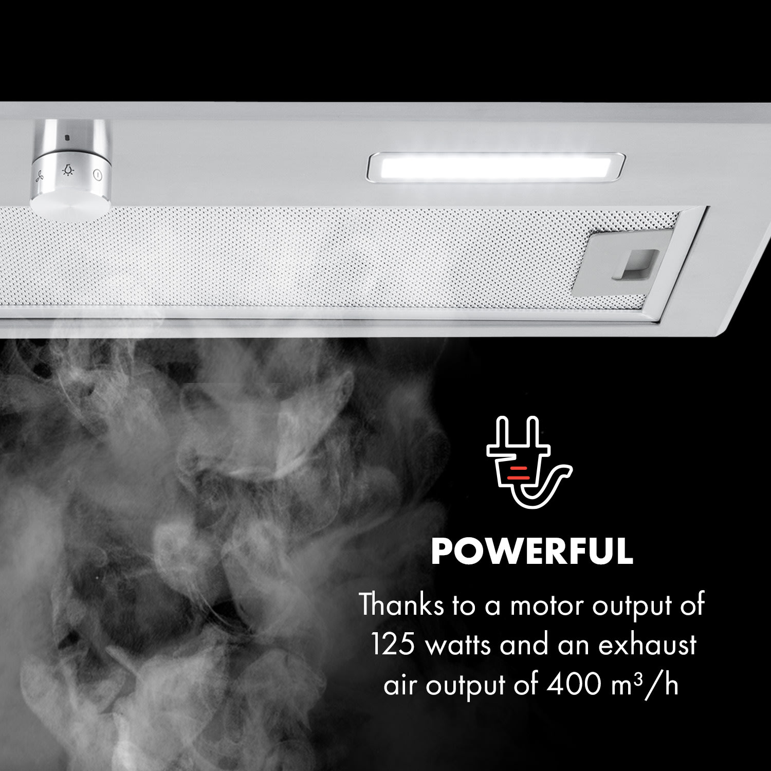 Klarstein Simplica, digestor, 70 cm, vstavaný, 400 m³/h, LED, nehrdzavejúca oceľ – Obrázok 3