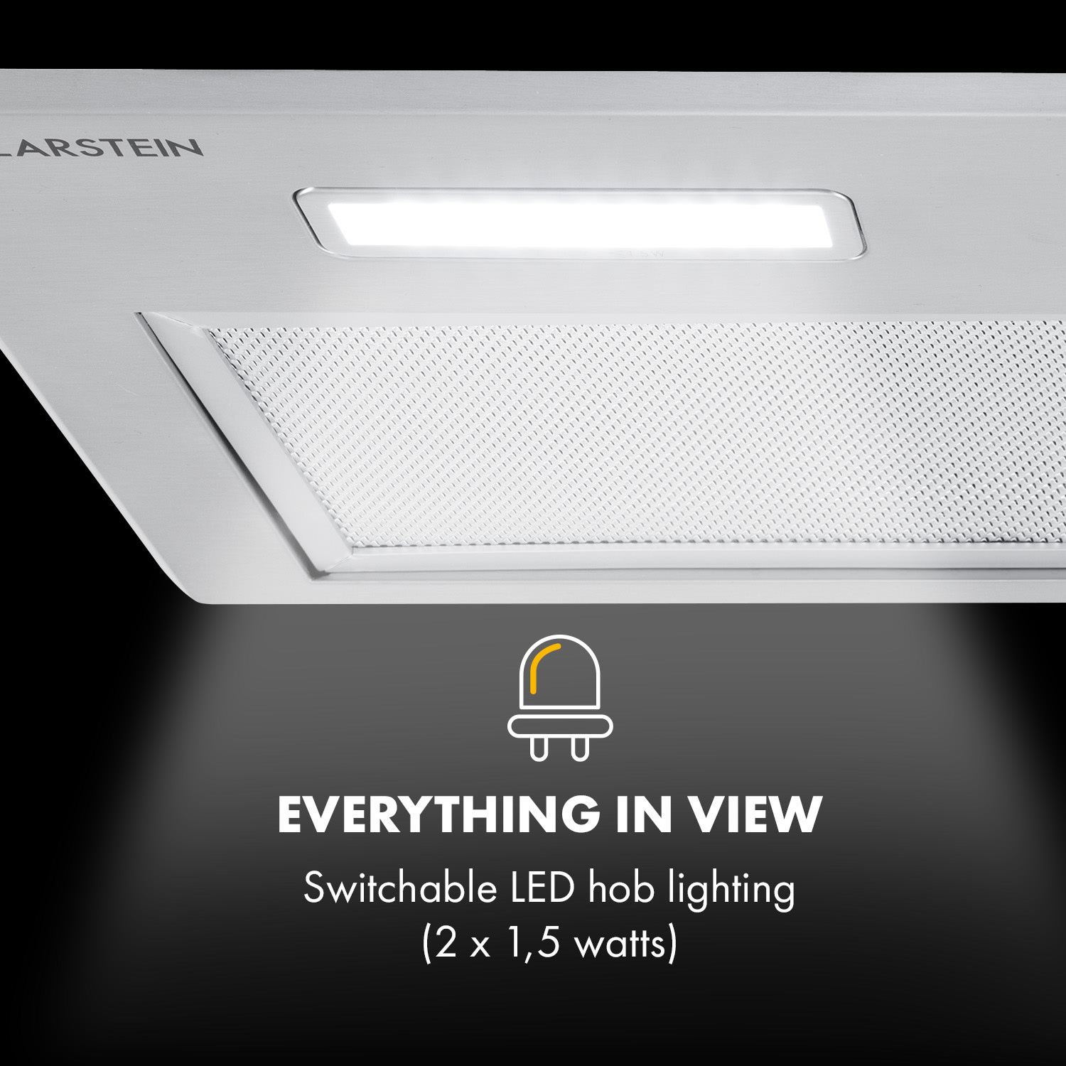 Klarstein Simplica, digestor, 70 cm, vstavaný, 400 m³/h, LED, nehrdzavejúca oceľ – Obrázok 4