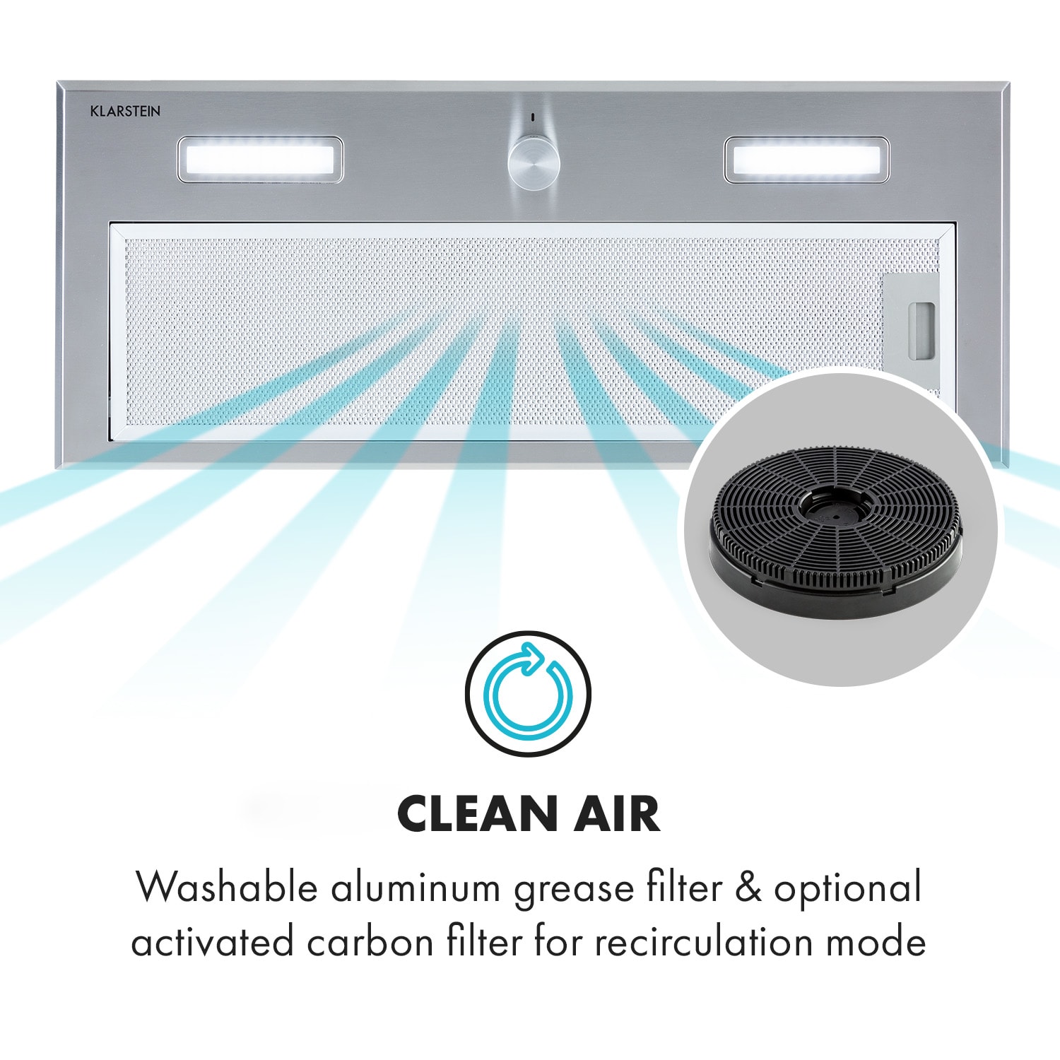 Klarstein Simplica, digestor, 70 cm, vstavaný, 400 m³/h, LED, nehrdzavejúca oceľ – Obrázok 5