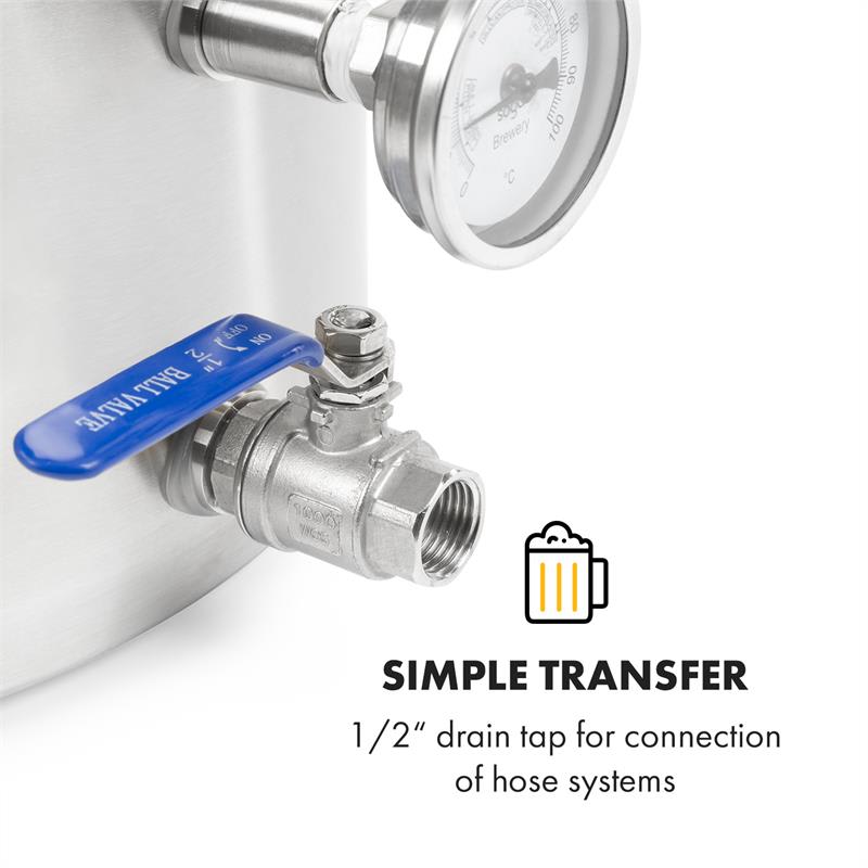 Klarstein Brauheld Pur 35, sladový kotol, 35 l, bez vyhrievacieho telesa, nehrdzavejúca oceľ – Obrázok 2