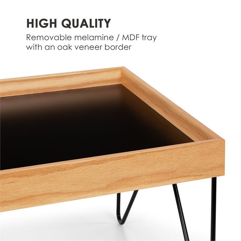 Besoa Big Lyon, konferenčný stolík, melamin/MDF s dubovou dyhou, oceľový rám, čierny – Obrázok 2