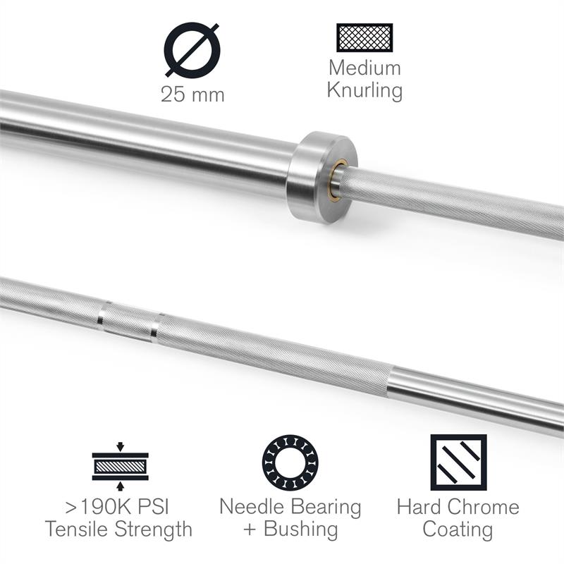 Capital Sports Hybrid Women, obojručná olympijská tyč, 50 mm hriadeľ, 650 kg, oceľ
