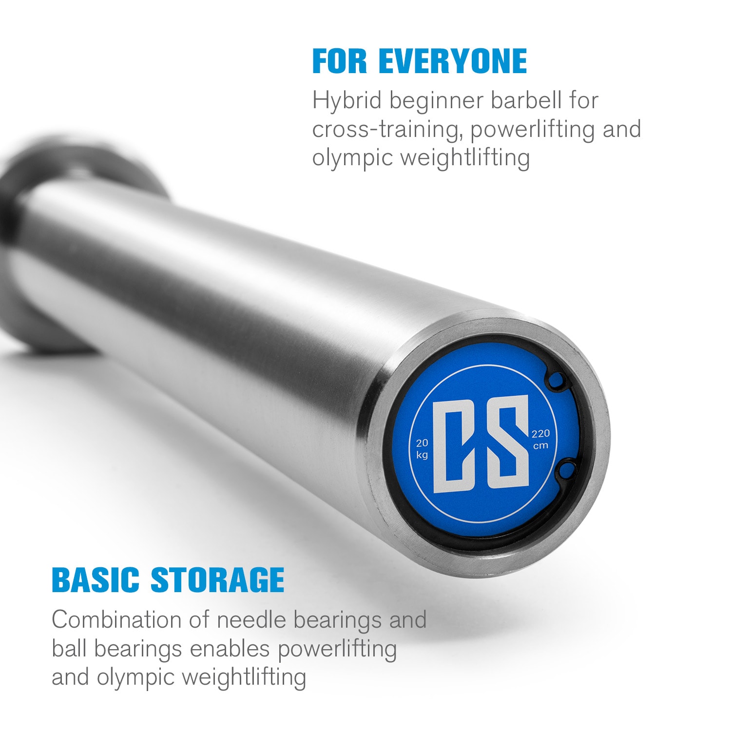 Capital Sports Hybrid Men ECO, obojručná olympijská tyč, 50 mm hriadeľ, 650 kg, oceľ – Obrázok 2
