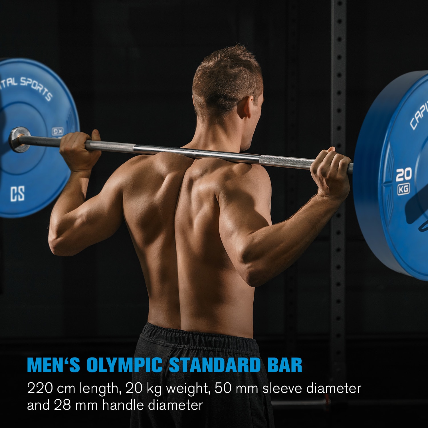 Capital Sports Hybrid Men ECO, obojručná olympijská tyč, 50 mm hriadeľ, 650 kg, oceľ – Obrázok 4