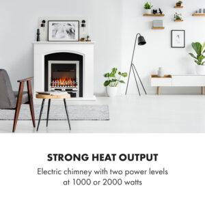 Klarstein Verbier, elektrický krb, 1000/2000 W, LED plameň, diaľkové ovládanie, MDF, biely