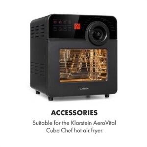 Klarstein AeroVital Cube Chef, teplovzdušná fritéza, klietka na steaky, príslušenstvo, ušľachtilá oceľ
