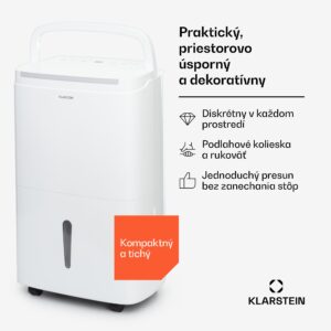 Klarstein DryFy Pro Connect Smart, Odvlhčovač vzduchu, WiFi, Kompresný, 30l/d, 50-60m², Biela