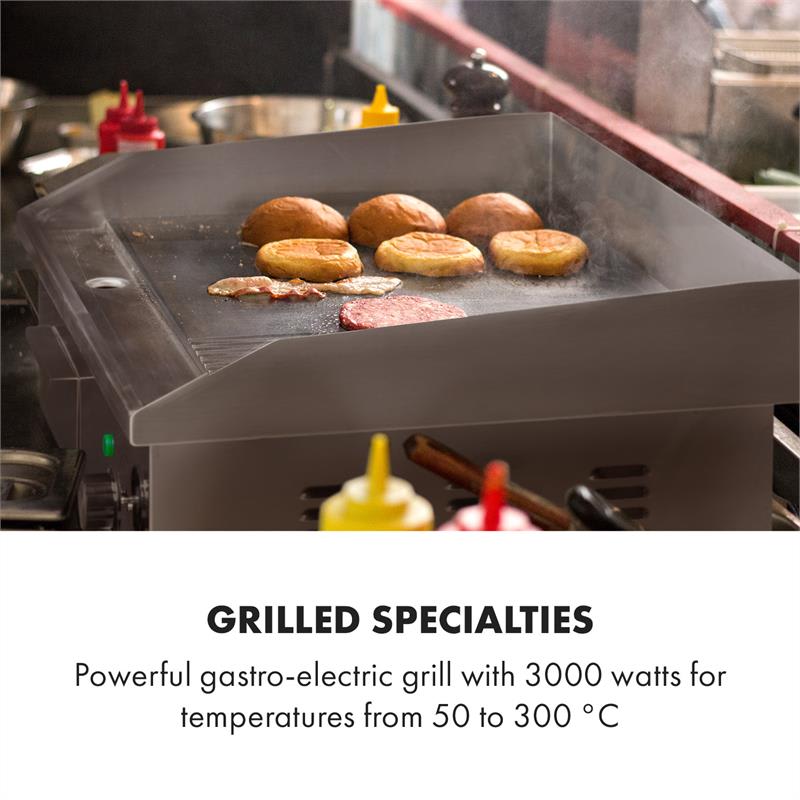 Klarstein Grillmeile 3000GR, elektrický gril, 3000 W, grilovacia platňa 54,5 x 35 cm, hladký/rebrovaný