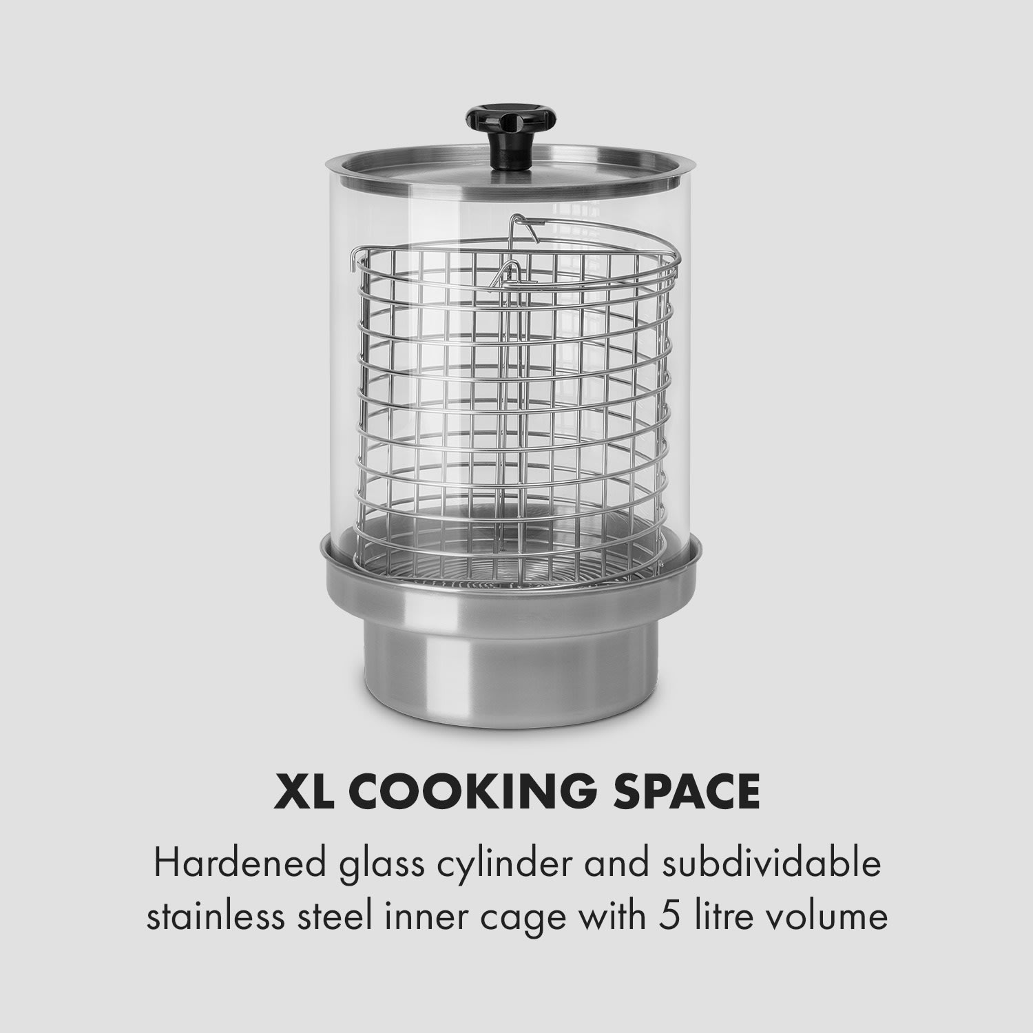 Klarstein Wurstfabrik 450, hotdogovač, 450 W, 5 l, 30-100 °C, sklo, nehrdzavejúca oceľ – Obrázok 3