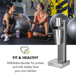 Klarstein Kraftpaket, mixér na mliečne kokteily, proteínové kokteily, 80 W, nehrdzavejúca oceľ, strieborný