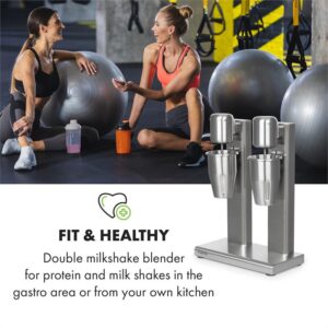 Klarstein Kraftpaket II, dvojitý mixér na mliečne kokteily, proteínové kokteily, 160 W, nehrdzavejúca oceľ