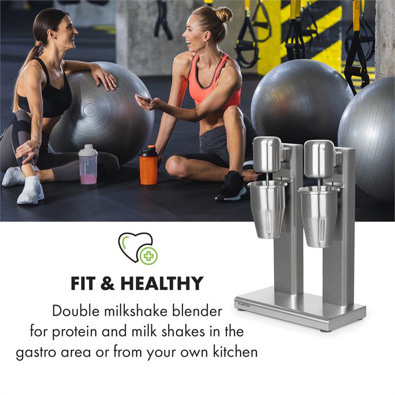 Klarstein Kraftpaket II, dvojitý mixér na mliečne kokteily, proteínové kokteily, 160 W, nehrdzavejúca oceľ