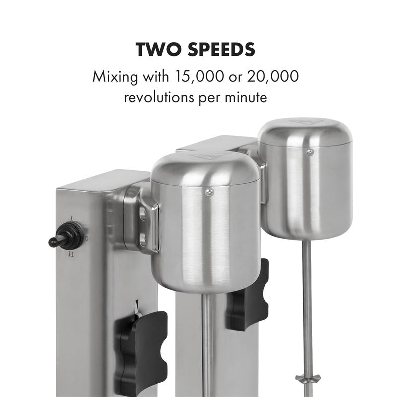 Klarstein Kraftpaket II, dvojitý mixér na mliečne kokteily, proteínové kokteily, 160 W, nehrdzavejúca oceľ – Obrázok 3