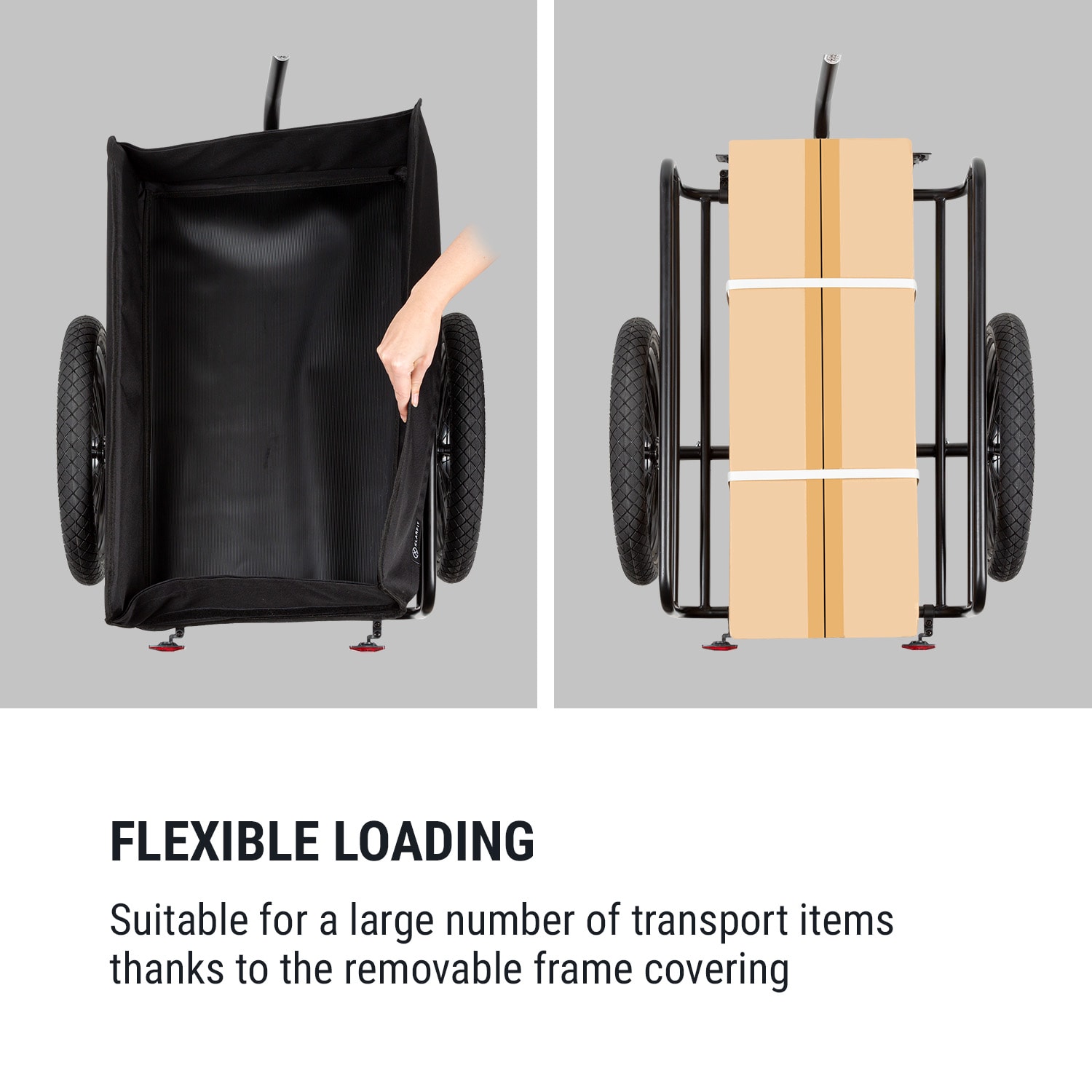 KLARFIT Companion, nákladný príves, 40kg/50litrov, príves na bicykle, ručný vozík, čierny – Obrázok 3