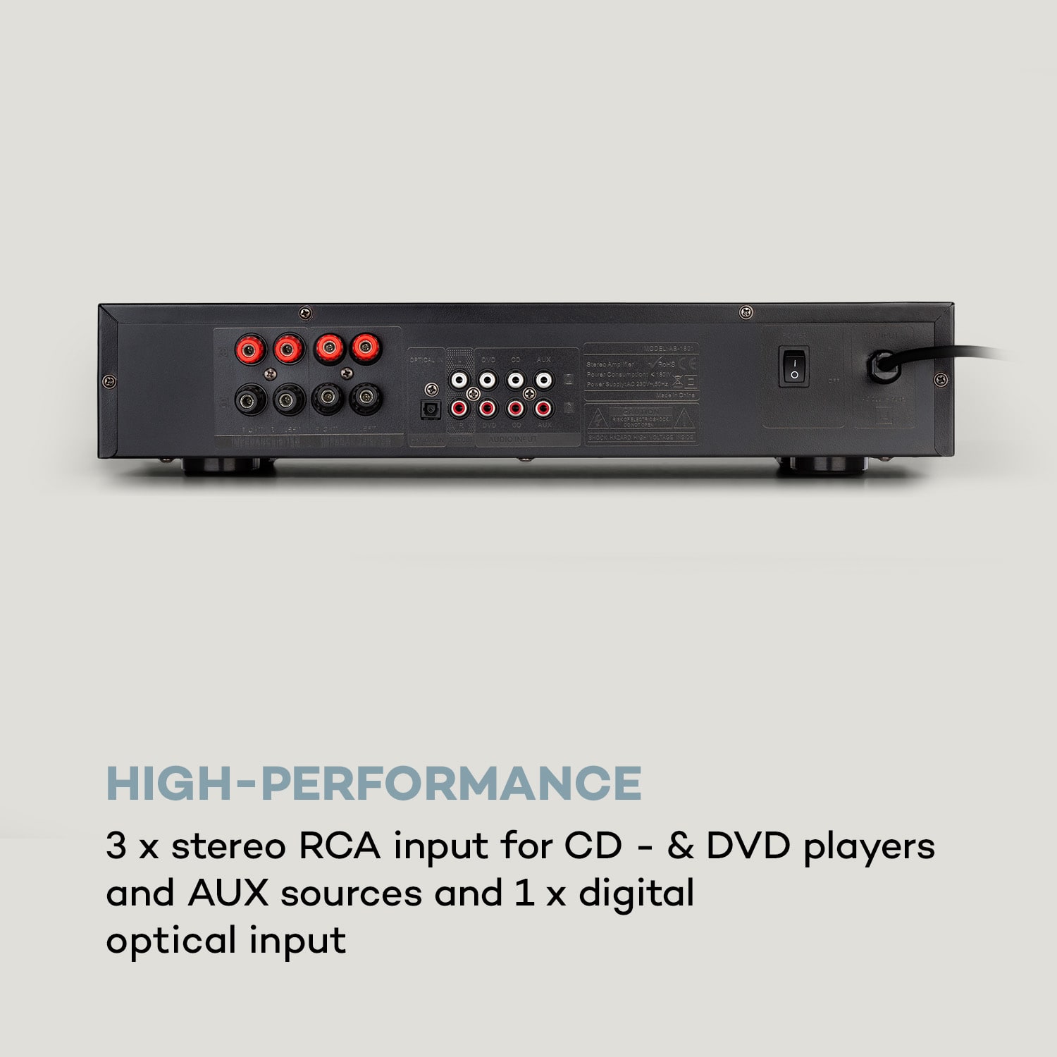 Auna AV2-CD608BT, HiFi stereo zosilňovač, 4 x 100 W RMS, BT, digitálny optický vstup, čierny – Obrázok 4