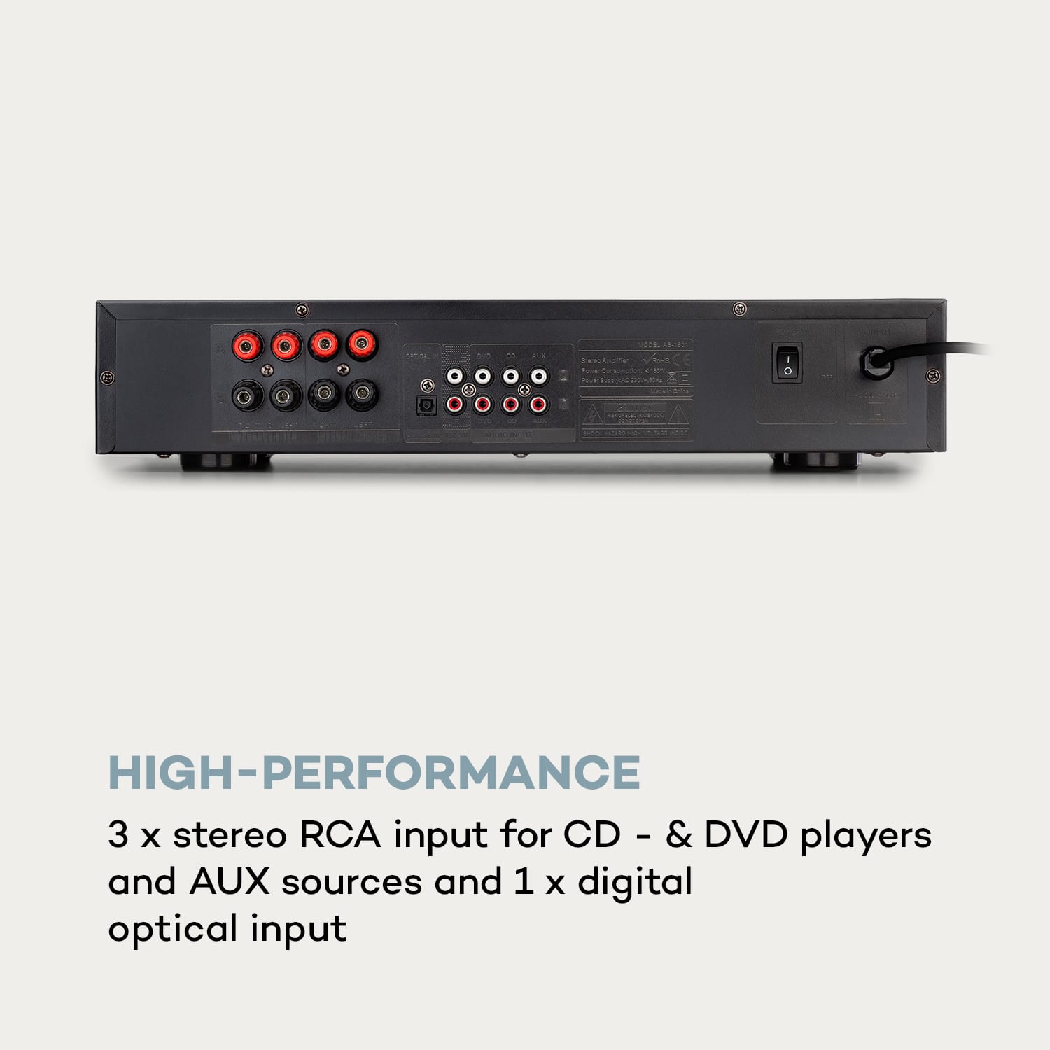 Auna AV2-CD608BT, HiFi stereo zosilňovač, 4 x 100 W RMS, BT, digitálny optický vstup – Obrázok 4