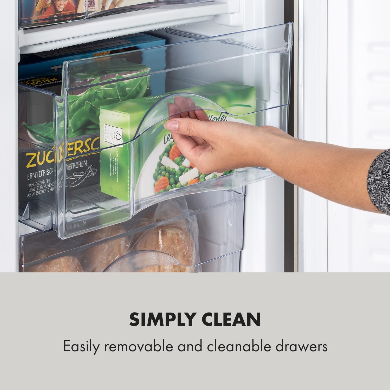 Klarstein Garfield Eco L, mraznička, 64 l, 3 zásuvky, sivá – Obrázok 3