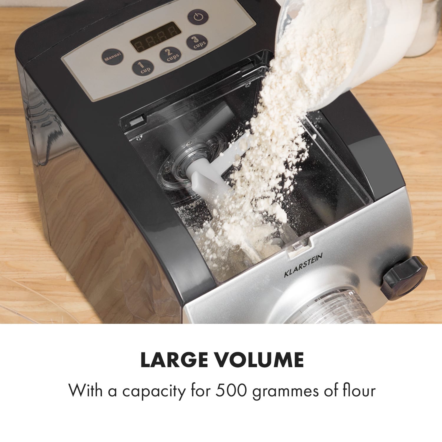 Klarstein Pastamania, zriadenie na výrobu cestovín, 260 W, 7 nadstavcov, 500 g, 60 dB, LED – Obrázok 2