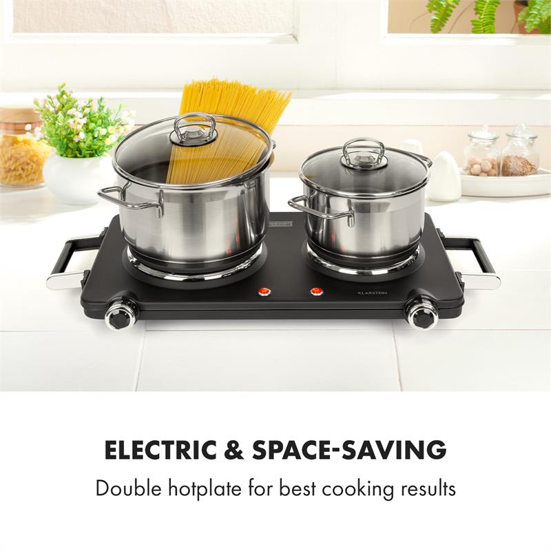 Klarstein Cookorama, elektrický varič, dvojplatničkový, 1900 – 2250 W, 150/180 mm Ø, 5 úrovní, čierna