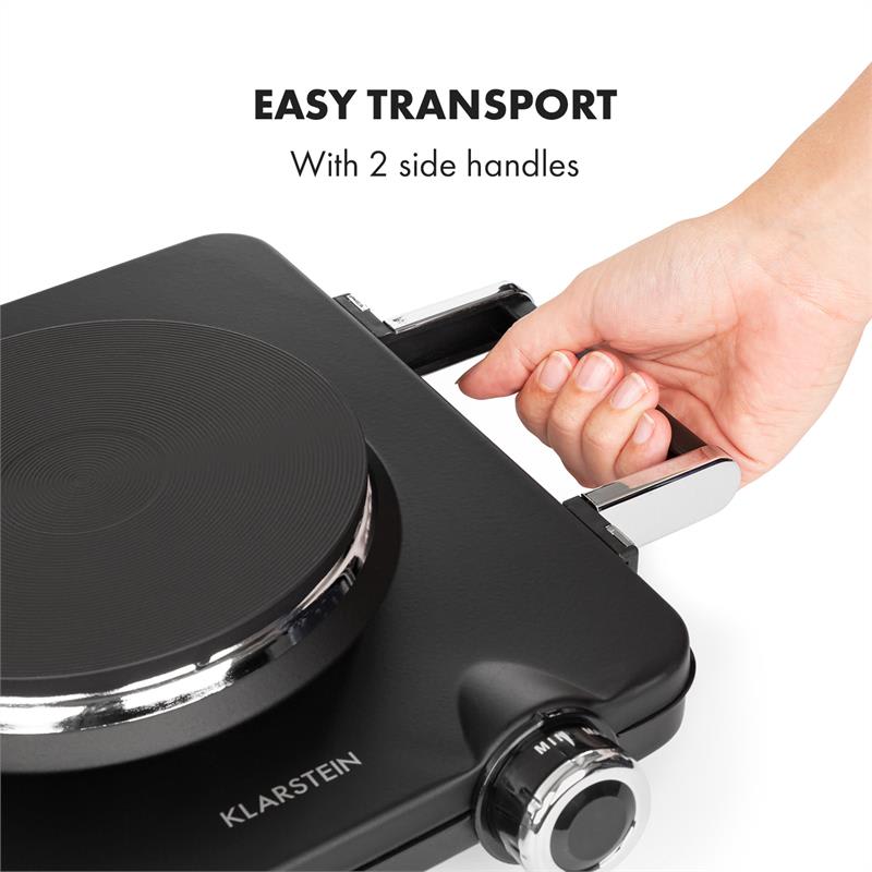 Klarstein Cookorama, elektrický varič, dvojplatničkový, 1900 – 2250 W, 150/180 mm Ø, 5 úrovní, čierna – Obrázok 5