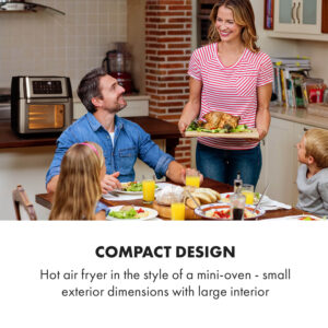 Klarstein AeroVital Fry, teplovzdušná fritéza, 1500 W, 10 l, 9 programov, čierna/strieborná