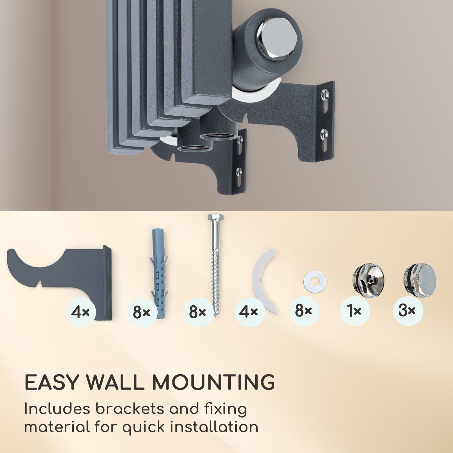 Besoa Delgado, radiátor, 120 x 25, 508 W, teplá voda, 1/2", 4 – 10 m², sivý – Obrázok 3